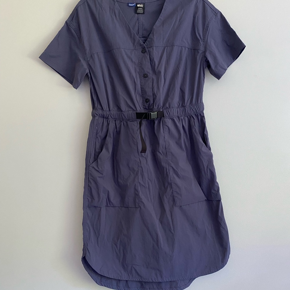 REI Charcoal Button-Front Mini Dress